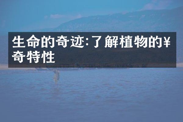 生命的奇迹:了解植物的神奇特性