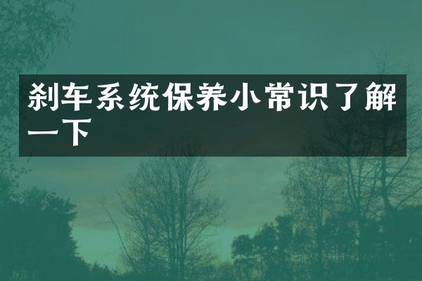 刹车系统保养小常识了解一下