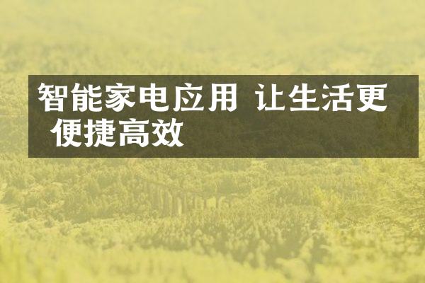 智能家电应用 让生活更加便捷高效