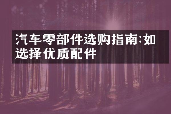 汽车零部件选购指南:如何选择优质配件