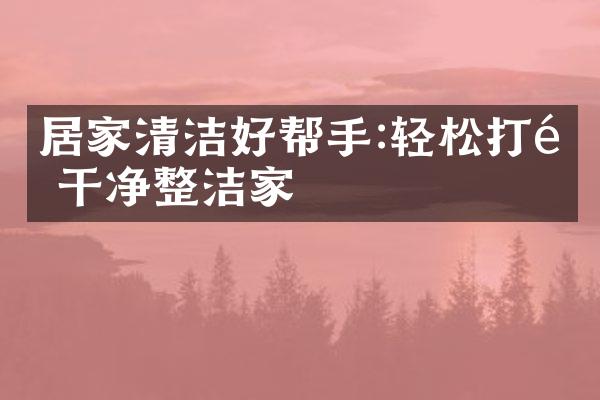 居家清洁好帮手:轻松打造干净整洁家