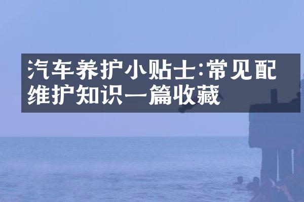 汽车养护小贴士:常见配件维护知识一篇收藏