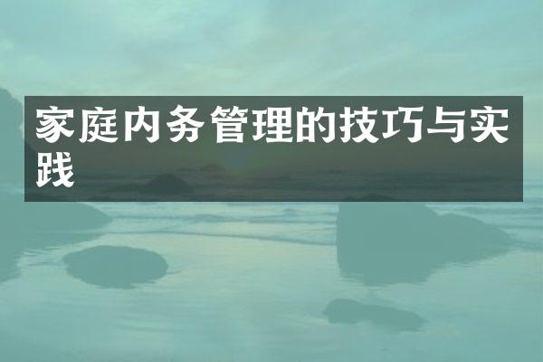 家庭内务管理的技巧与实践