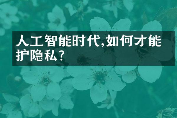 人工智能时代,如何才能保护隐私?
