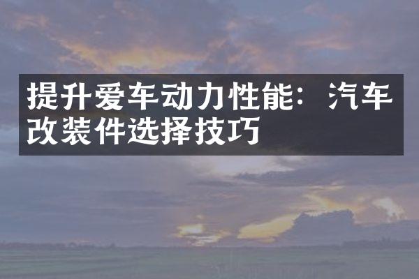 提升爱车动力性能：汽车改装件选择技巧