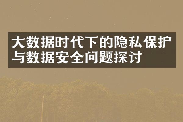 大数据时代下的隐私保护与数据安全问题探讨