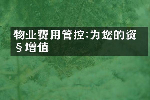 物业费用管控:为您的资产增值