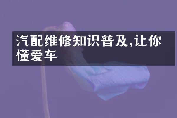 汽配维修知识普及,让你更懂爱车
