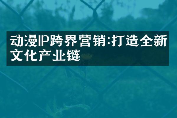 动漫IP跨界营销:打造全新文化产业链