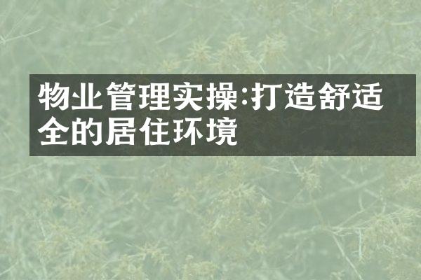 物业管理实操:打造舒适安全的居住环境