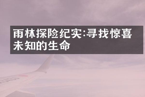 雨林探险纪实:寻找惊喜与未知的生命