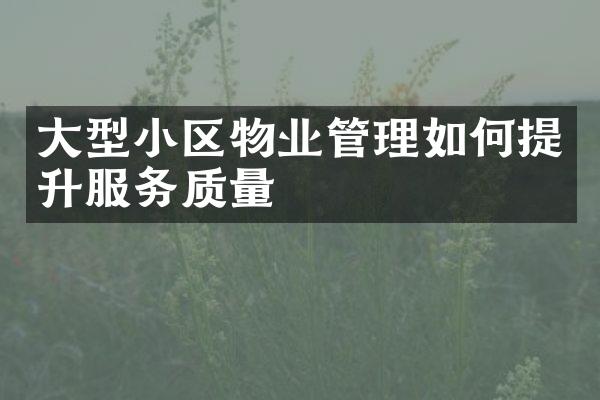 大型小区物业管理如何提升服务质量