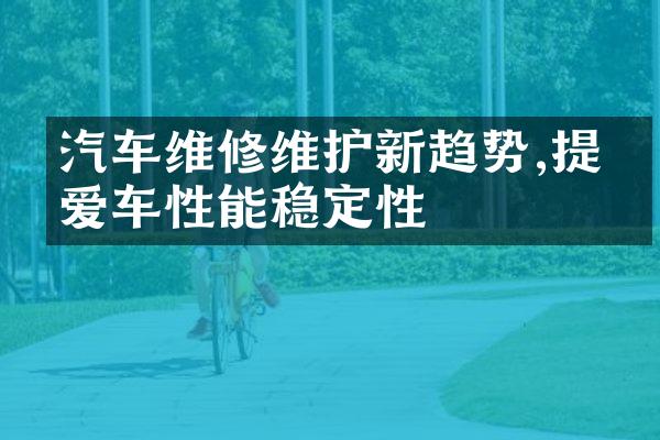 汽车维修维护新趋势,提升爱车性能稳定性