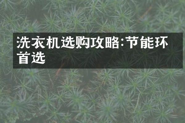 洗衣机选购攻略:节能环保首选