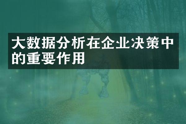 大数据分析在企业决策中的重要作用