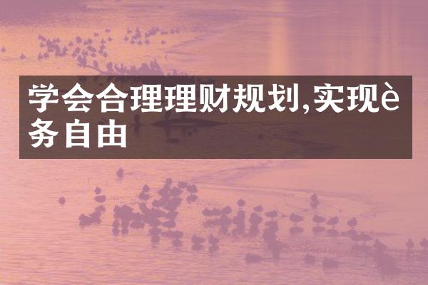 学会合理理财规划,实现财务自由