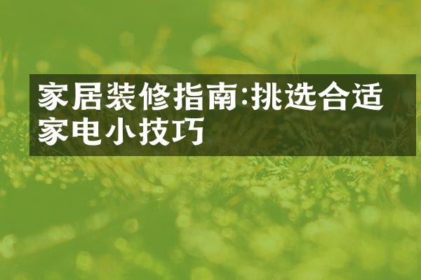 家居装修指南:挑选合适的家电小技巧