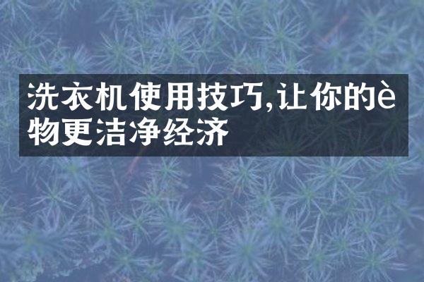 洗衣机使用技巧,让你的衣物更洁净经济