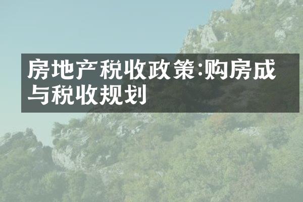 房地产税收政策:购房成本与税收规划