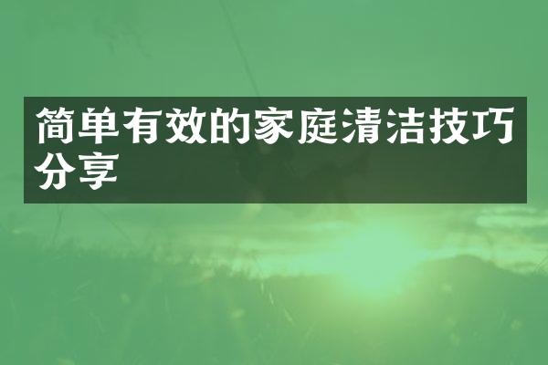 简单有效的家庭清洁技巧分享