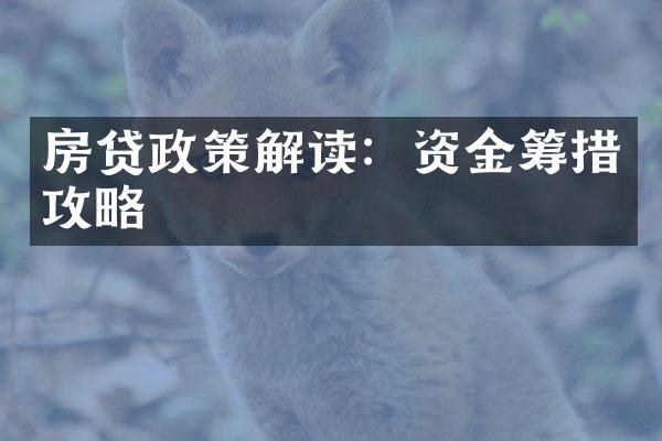 房贷政策解读：资金筹措攻略