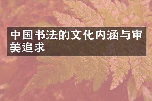 中国书法的文化内涵与审美追求