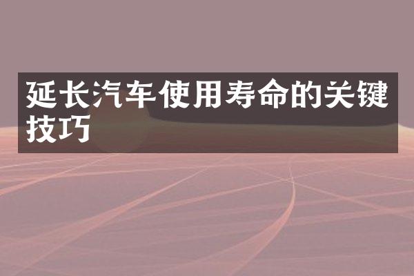 延长汽车使用寿命的关键技巧