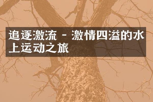 追逐激流 - 激情四溢的水上运动之旅