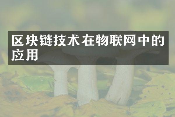 区块链技术在物联网中的应用