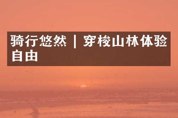 骑行悠然 | 穿梭山林体验自由