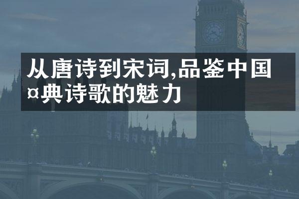从唐诗到宋词,品鉴中国古典诗歌的魅力