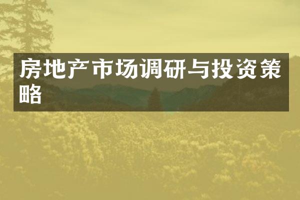 房地产市场调研与投资策略