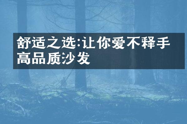舒适之选:让你爱不释手的高品质沙发