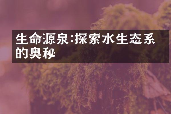 生命源泉:探索水生态系统的奥秘