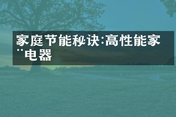 家庭节能秘诀:高性能家用电器
