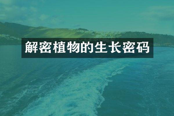 解密植物的生长密码