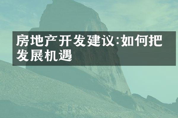 房地产开发建议:如何把握发展机遇