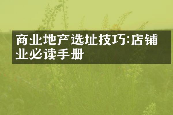 商业地产选址技巧:店铺开业必读手册