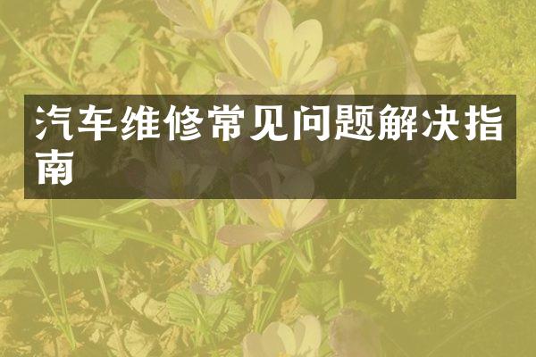 汽车维修常见问题解决指南