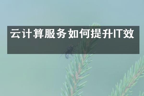云计算服务如何提升IT效率