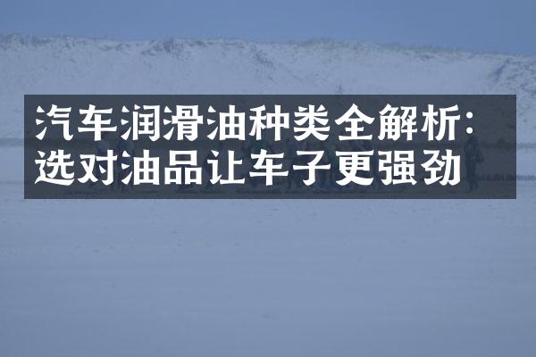 汽车润滑油种类全解析：选对油品让车子更强劲