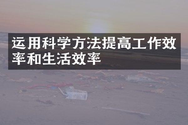 运用科学方法提高工作效率和生活效率