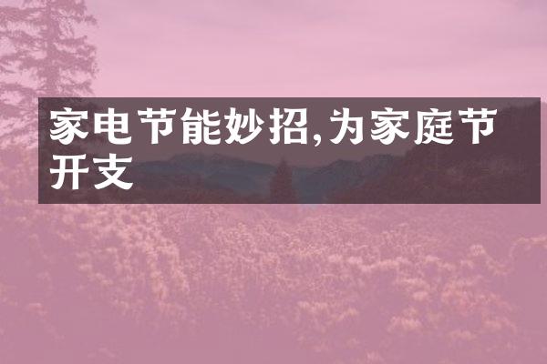 家电节能妙招,为家庭节省开支