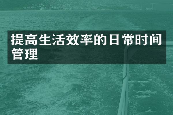 提高生活效率的日常时间管理