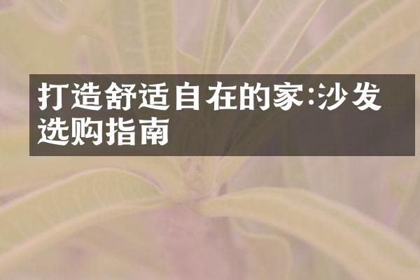 打造舒适自在的家:沙发床选购指南