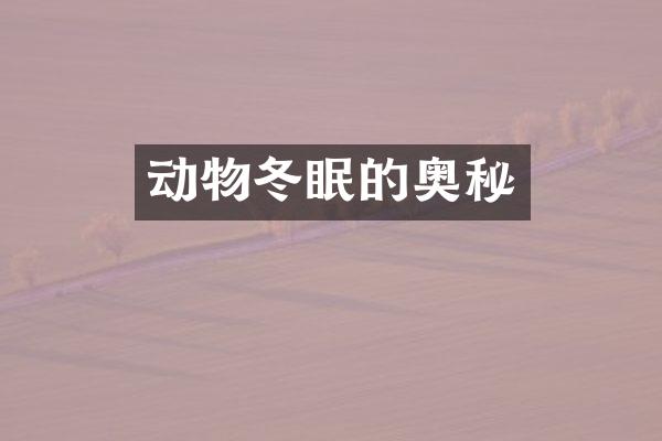 动物冬眠的奥秘