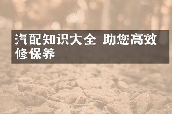 汽配知识大全 助您高效维修保养