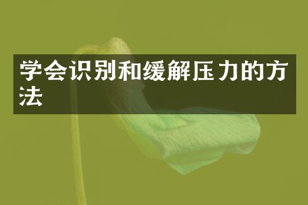 学会识别和缓解压力的方法