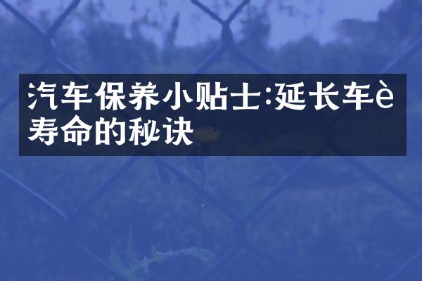 汽车保养小贴士:延长车辆寿命的秘诀