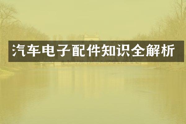 汽车电子配件知识全解析